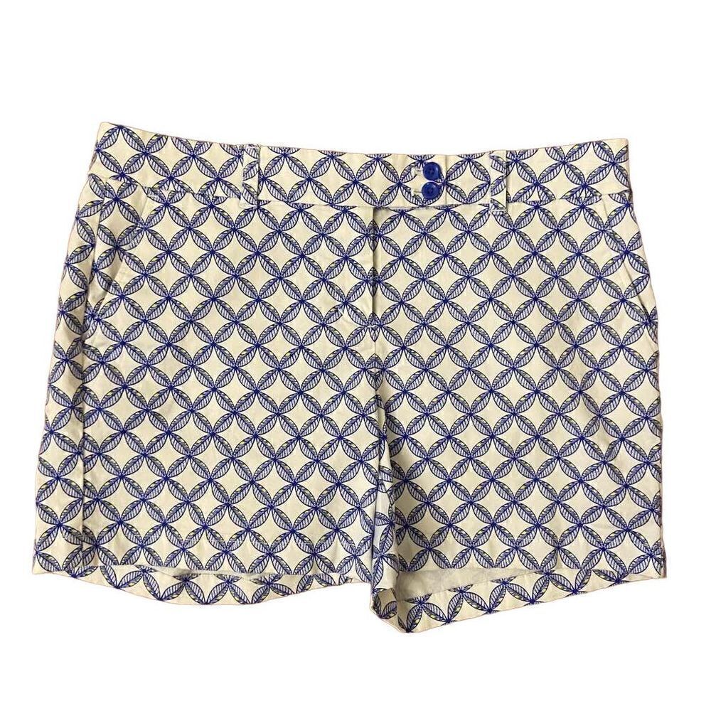 Vineyard Vines White Blue Floral Lattice Print Shorts Size 10